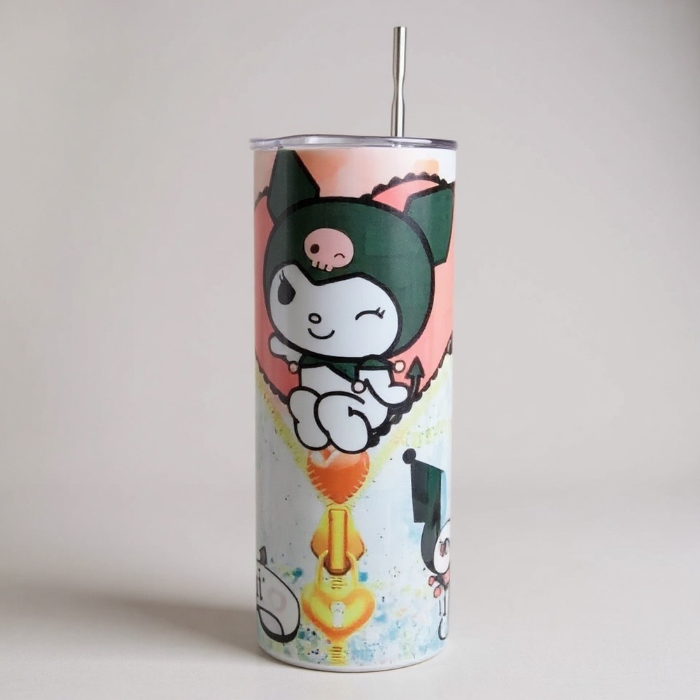 Cute Character Stainless Steel Tumbler - Pink and Black